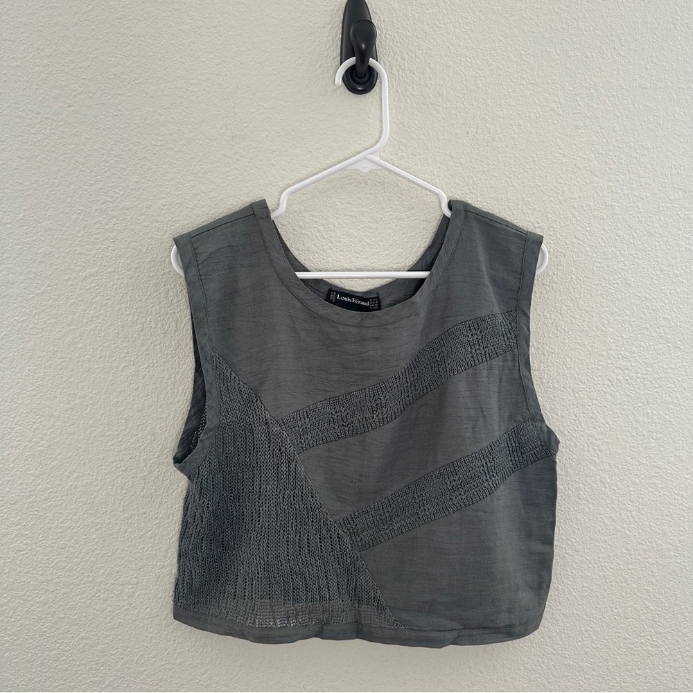 Louis Feraud Vintage Blue 100% Linen Scoop Neck Tank Top Made in Germany 8